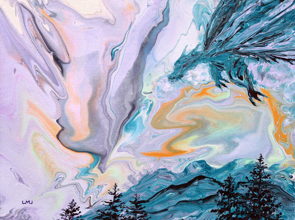 Benevolent Dragon in Lavender Original Painting Laura Milnor Iverson - SOLD