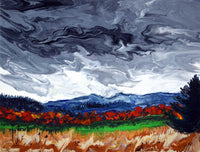 Grey Clouds Over Autumn Fields Original Painting Laura Milnor Iverson William L Finley National Refuge Oregon Landscape