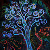 Phoenix and Tree of Life Folk Painting