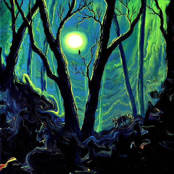 Forest in Deep Green Moonlight Original Painting SOLD - Prints Available