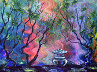 Peace Lantern By the Water Original Painting Portland Japanese Garden