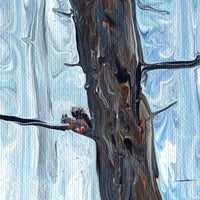 Squirrel in a Misty Pine Woodland Original Painting Laura Milnor Iverson