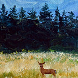 Deer in a Meadow at Dawn Original Painting Laura Milnor Iverson