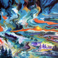 Wild Horses in Mountain Sunset Original Painting Pacific Northwest Landscape