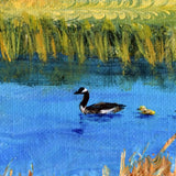 Geese and Goslings Out for a Swim Original Painting Laura Milnor Iverson
