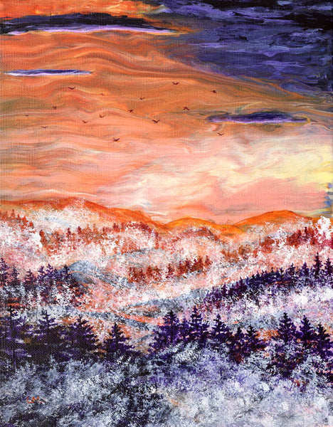 Misty Pacific Northwest Sunset Original Painting Laura Milnor Iverson Official Site