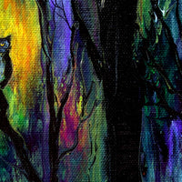 Owl in a Deep Dark Forest Original Painting