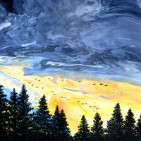 Pacific Northwest Golden Winter Sunset Original Painting Laura Milnor Iverson Oregon Landscape