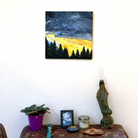 Pacific Northwest Golden Winter Sunset Original Painting Laura Milnor Iverson