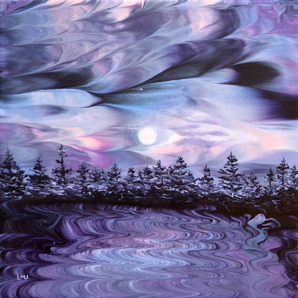 Pacific Northwest In Purple Moonlight Original Painting - SOLD