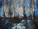 Twilight Blue Rain in the Pacific Northwest Original Pour Painting