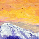 Sunset over Pacific Northwest Snowy Mountains Original Painting