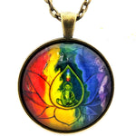 Green Buddha in Rainbow Lotus Pond Pendant Necklace - Laura Milnor Iverson Official Site