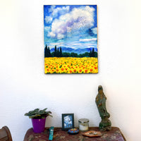 Murmuration over a Field of Sunflowers Original Painting Laura Milnor Iverson Official Site
