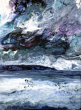 Sea Foam Under an Abalone Sky Original Painting Laura Milnor Iverson Oregon Pacific Northwest Ocean Seascape