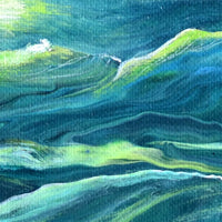 Windswept Cypress and Whale Waving Original Painting - Laura Milnor Iverson Official Site