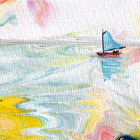 Sailing Through Sunset Clouds Original Painting - Laura Milnor Iverson Official Site