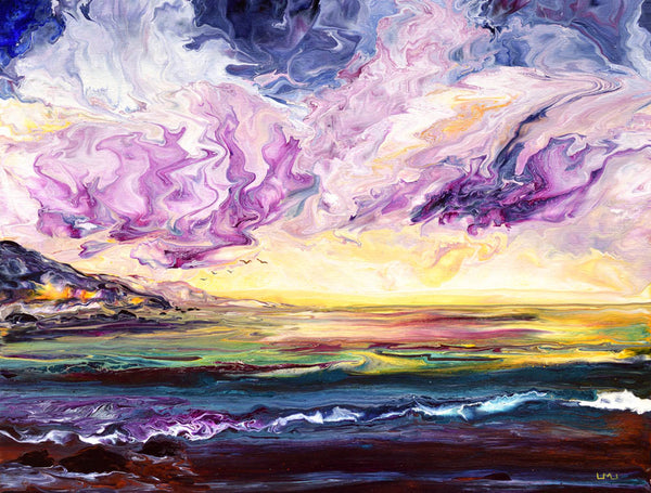 Violet Clouds Over the Deep Original Painting Oregon Coast Seascape