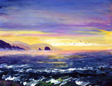 Purple Twilight Over the Oregon Coast Original Painting Laura Milnor Iverson Official Site