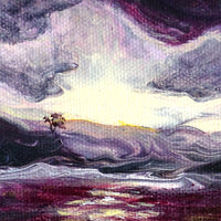 The Sun Setting over a Wine Red Sea Original Painting Laura Milnor Iverson