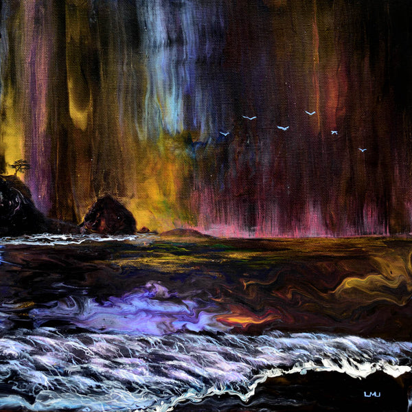 Rainy Twilight Over the Oregon Coast Original Painting - Laura Milnor Iverson Official Site