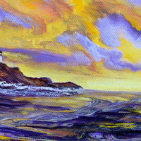 Yaquina Head Lighthouse in Purple Sunset Original Painting Laura Milnor Iverson Official Site
