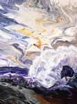 Wave Crashing in a Purple Sea Original Painting Laura Milnor Iverson Ocean Seascape Oregon Coast