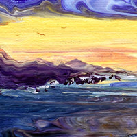 Shore at Purple Twilight Original Painting - Laura Milnor Iverson Official Site