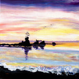 Dawn at Siletz Bay Original Pour Painting Oregon Coast Ocean Seascape