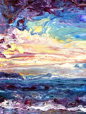 Sunset Sands Original Painting Laura Milnor Iverson Oregon Coast Seascape Pour Painting