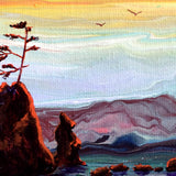 Lone Tree on a Sea Stack at Twilight Original Painting Laura Milnor Iverson Official Site