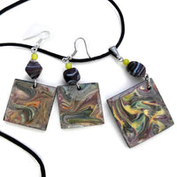 Mauve Rhapsody Original Abstract Painting on Wood Handmade Jewelry Set Laura Milnor Iverson Official Site