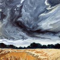 Storm Clouds Over an Oak Savannah Original Painting Laura Milnor Iverson Oregon Landscape