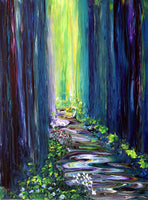 A Stream Runs Deep in the Woods Original Pour Painting on Canvas