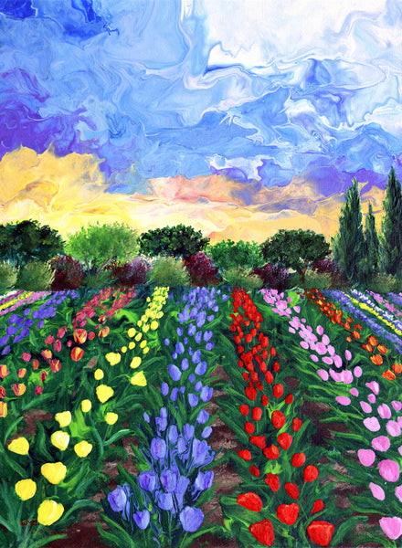 Tulip Fields Original Painting Oregon Landscape