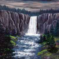 Dusk at Tumalo Falls Original Painting Laura Milnor Iverson Official Site