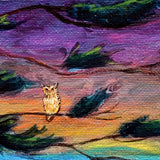 Owl in a Windswept Cypress Original Painting  SOLD - Prints Available