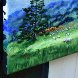 Sheep in Sunlit Spring Grass Original Painting Laura Milnor Iverson