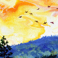 Geese Over a Springtime Vista at Sunset Original Painting Laura Milnor Iverson
