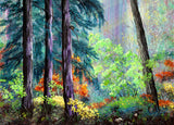White Oak and Three Pine Trees Original Painting Corvallis Oregon Landscape
