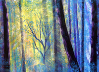 Woodland in Golden Dawn Forest Trees Woods Original Painting 