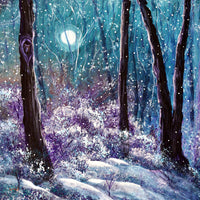 Owl in Quiet Snowfall Original Painting 12x12 Square Winter Landscape