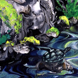 Triple Waterfall and Turtle Original Painting - Laura Milnor Iverson Official Site