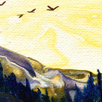 Pacific Northwest Waterfall Winter Sunset Original Painting Laura Milnor Iverson