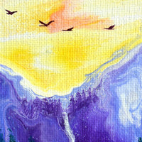 Sunset Waterfall Through Purple Mountains Original Painting Laura Milnor Iverson
