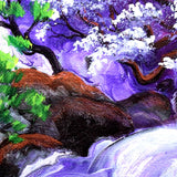 Purple Waterfall and Distant Mountain Original Painting Laura Milnor Iverson Official Site