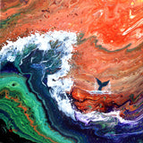 Wave and Whale Original Painting Pour Seascape