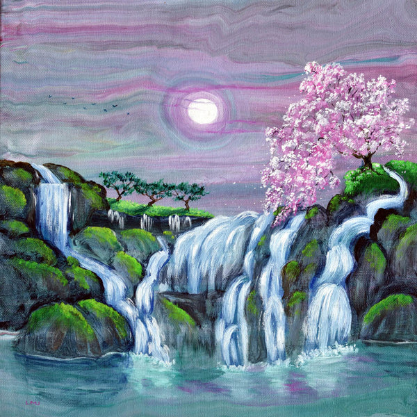 Zen Waterfalls Meditation Original Painting - SOLD - Prints Available