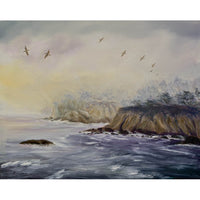 Pelicans on a Misty Morning Original Painting Point Lobos Seascape