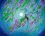 Quetzal Bird In Jacaranda Tree Original Painting - Laura Milnor Iverson Official Site